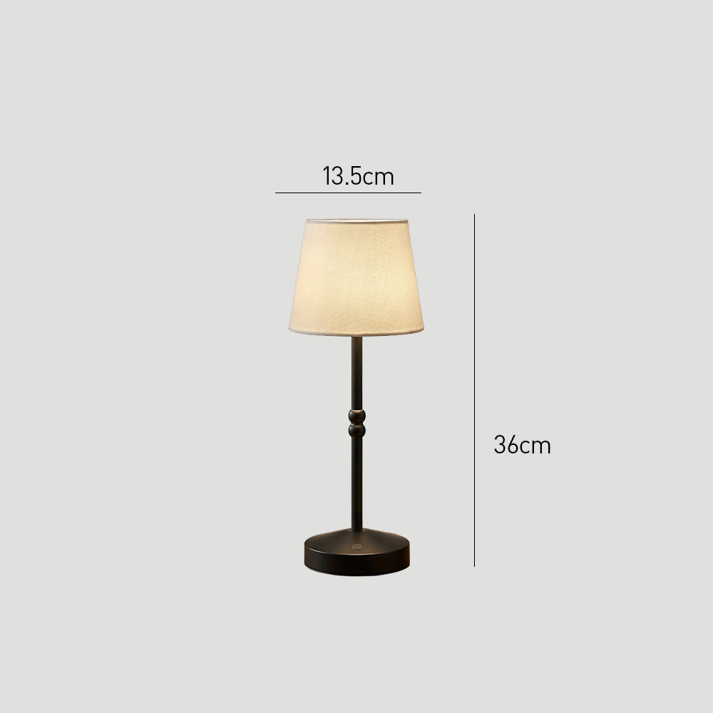 Nordic Vintage Fabric Rechargeable Dimmable Touch Table Lamp for Bedroom