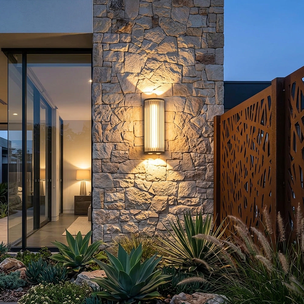 Modern Vertical Glass Stainless Steel Outdoor Wall Lights for Patio Garden