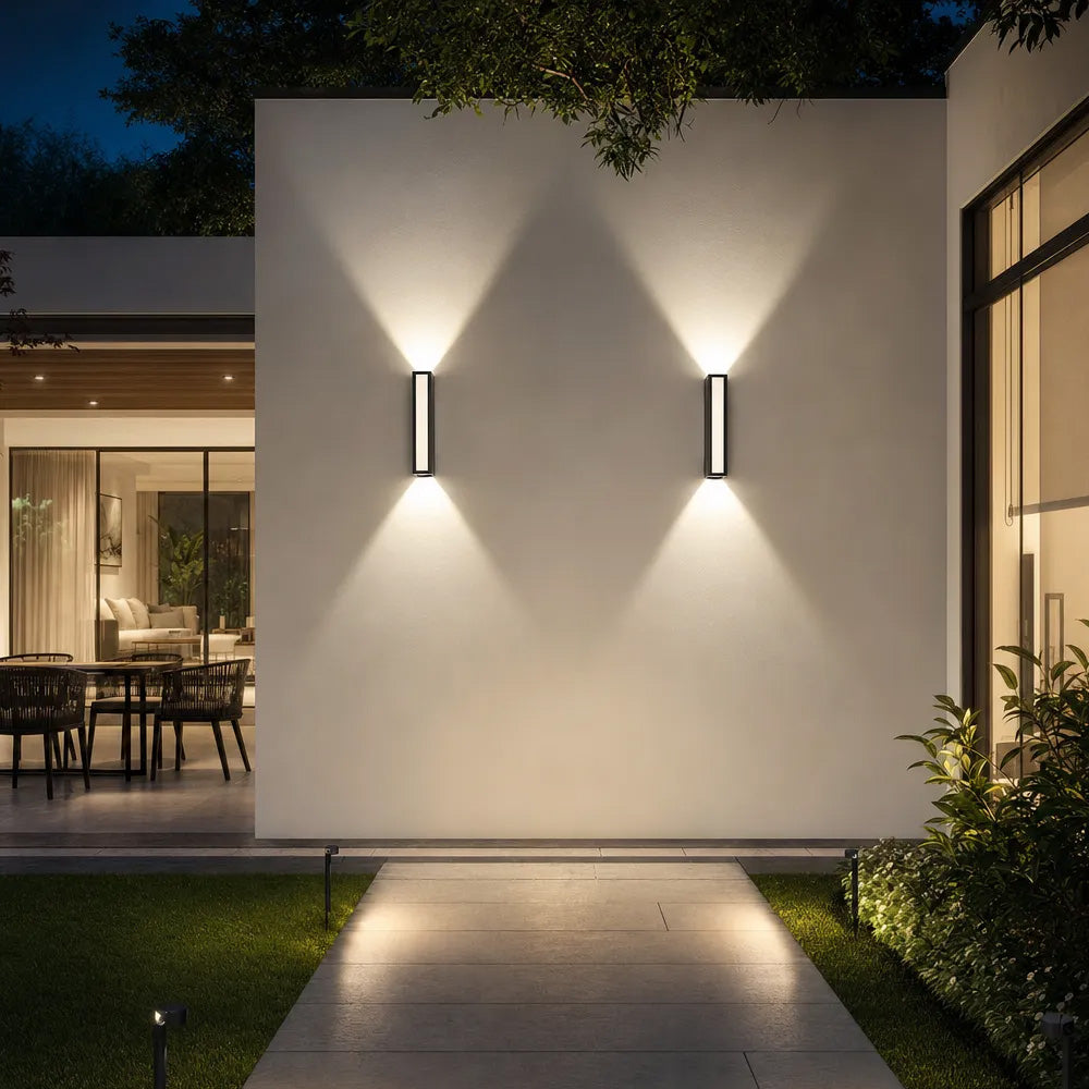 Set of 2 Modern Aluminium Up-and-Down LED Outdoor Wall Light