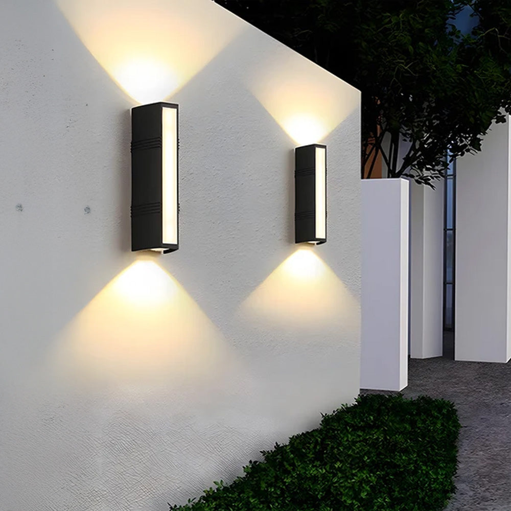 Set of 2 Modern Aluminium Up-and-Down LED Outdoor Wall Light