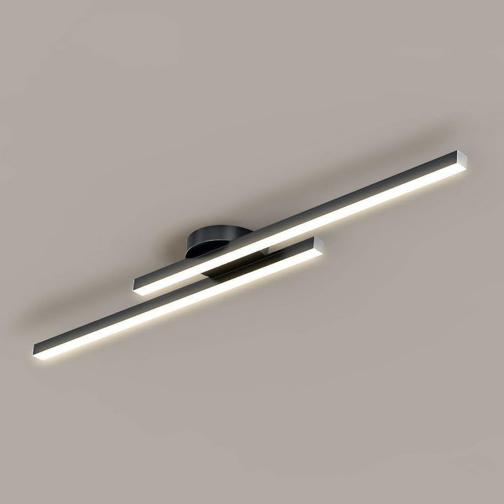 Modern Aluminum Long Strip Semi Flush Mount LED Ceiling Light For Living Room