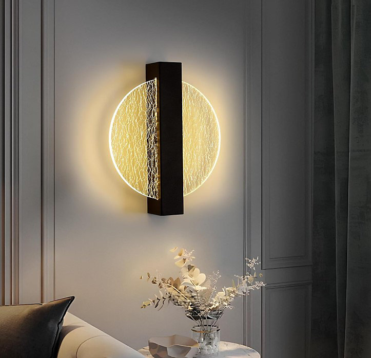 LED Indoor Wall Light Modern Round Bedroom Wall Sconce, D25cm