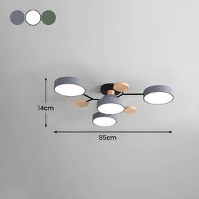 Contemporary Round Iron LED Semi-Flush Chandelier