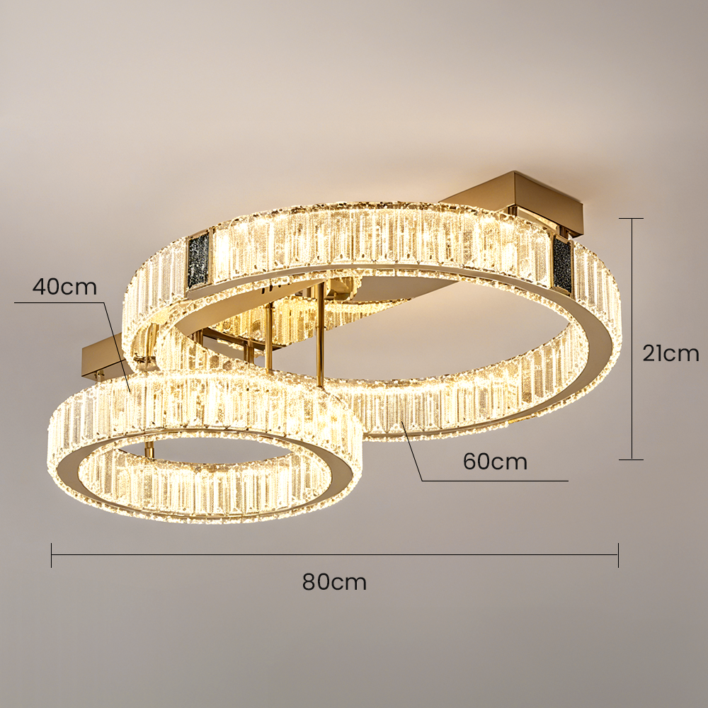 Modern Crystal Ring Chandelier - Gold LED Flush Mount Ceiling Lights
