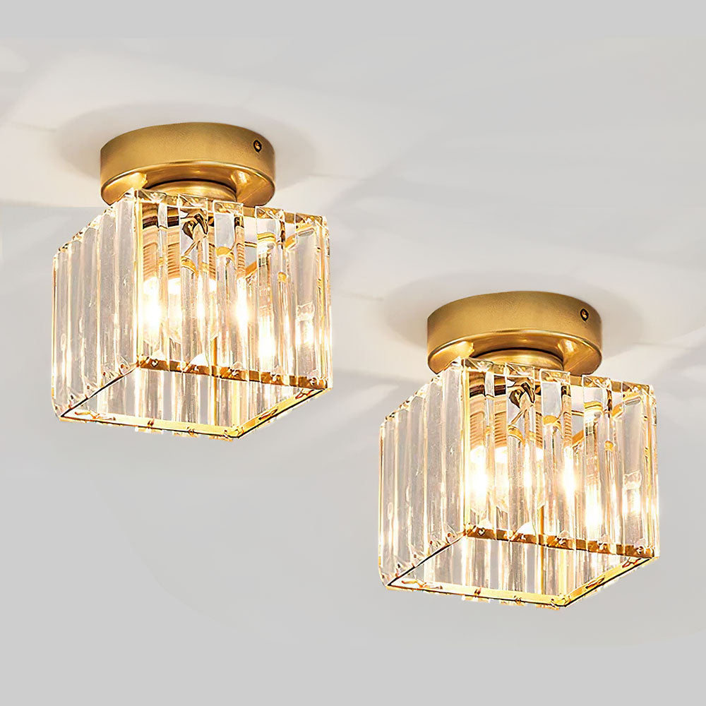 Set of 2 Crystal Hallway Semi Flush Mount Ceiling Light