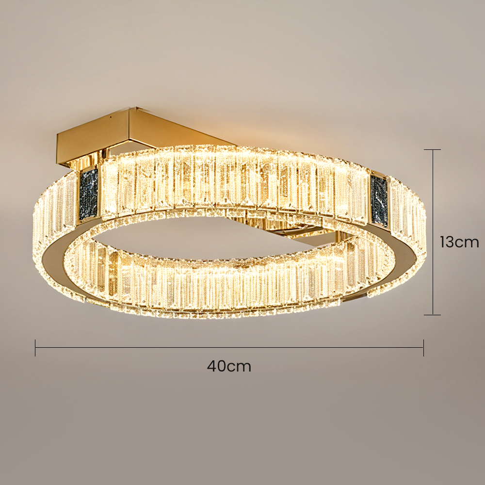 Modern Crystal Ring Chandelier - Gold LED Flush Mount Ceiling Lights