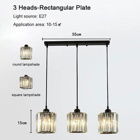 Simple Multi-Head Designer Crystal Kitchen Island Lamps