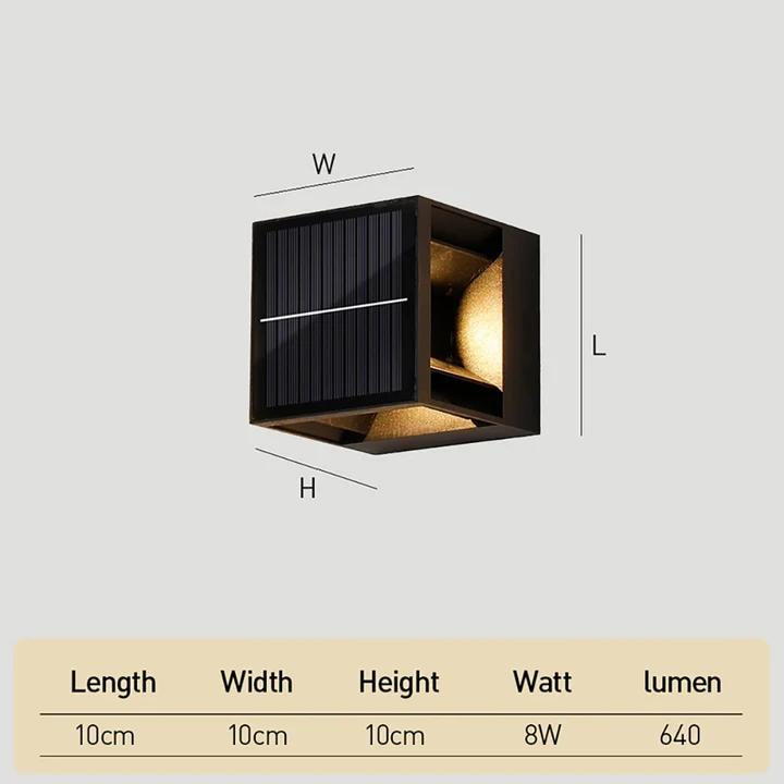 Square Black Garden Solar Outdoor Wall Lights