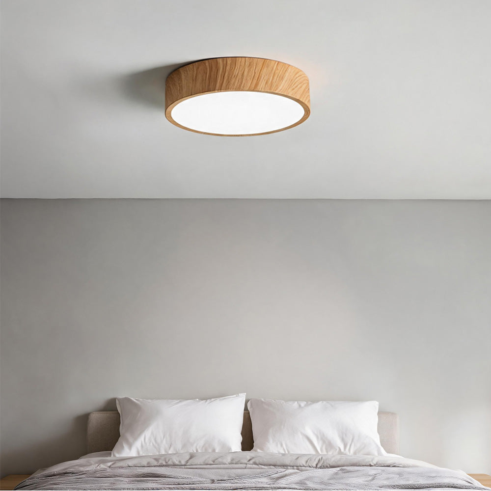Nordic Wood LED Flush Mount Ceiling Light Minimalist Lamp for Bedroom