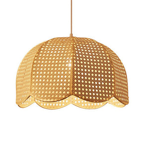 Simple Scalloped Dome Rattan Pendant Lampshade -Homdiy
