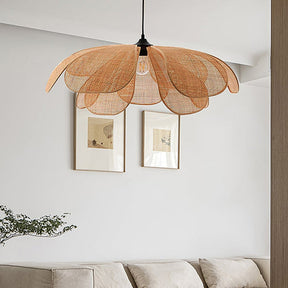 Rattan Petal Rustic Lamp Shade Pendant Light