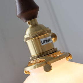 Brass Pleated Pendant Light Glass Hanging Light for Bedroom