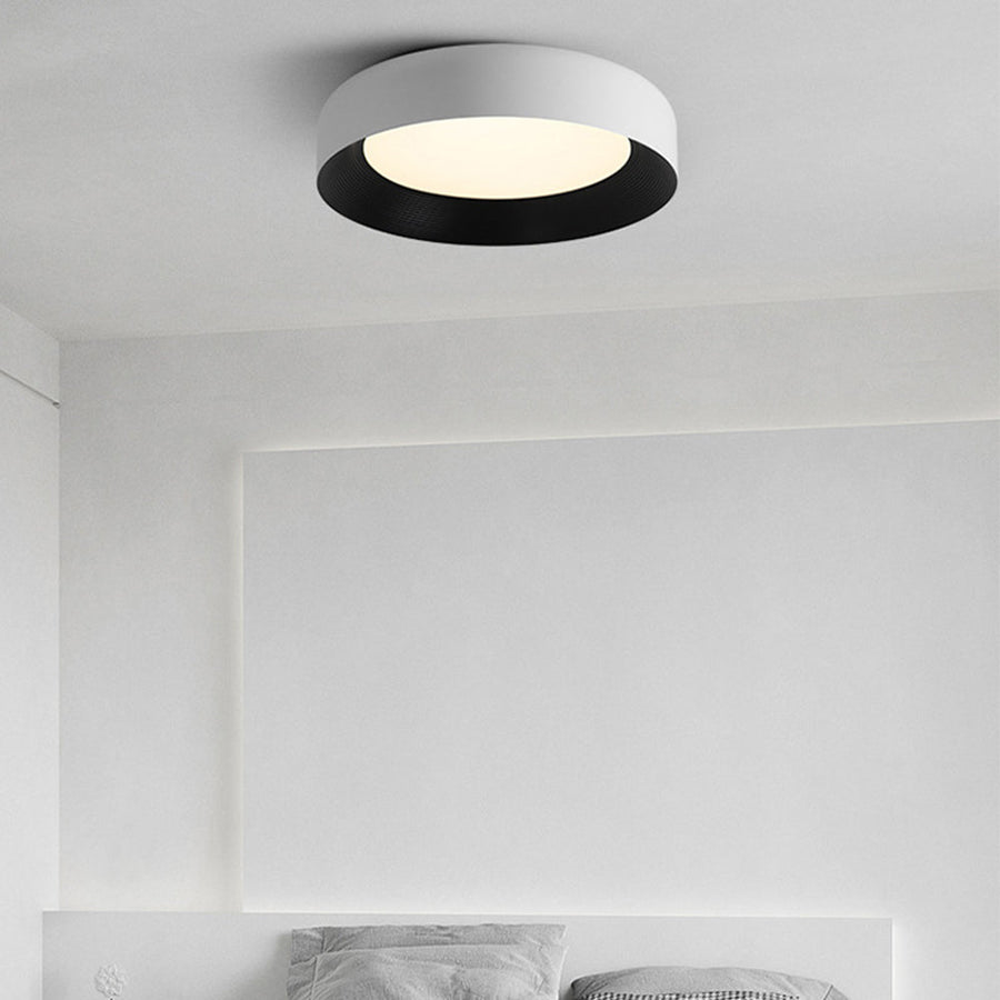 Modern Semi-Flush Ceiling Light – Black & White, 40W Tri-Color LED (3000K/4000K/6500K), 55cm, For Living Room, Bedroom, Dining Room, Hallway