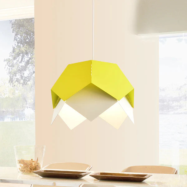 Bedroom Folded Paper Colorful Wrought Iron Pendant Lamp