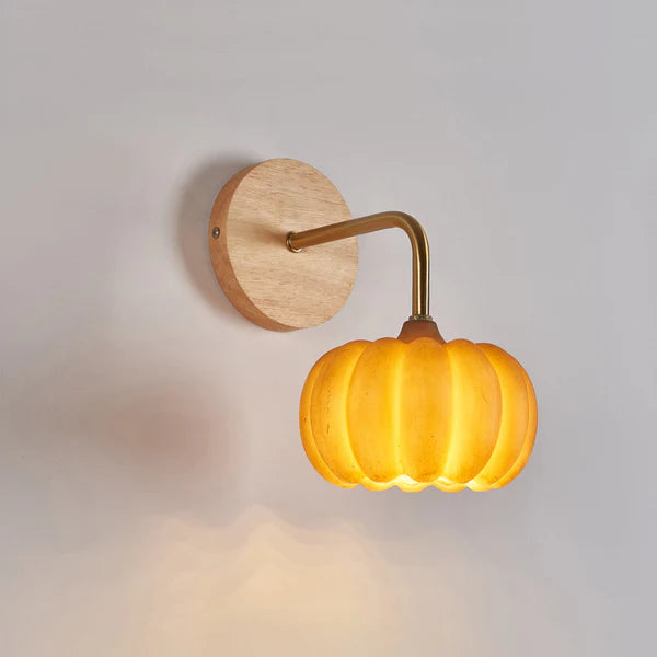 Cute Resin Material Yellow Pumpkin Wall Lamp