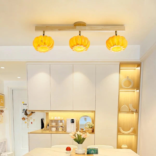 Eco-friendly Yellow Pumpkin Ceiling Lamp