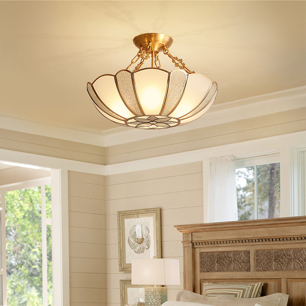 Traditional Semi Flush Glass Ceiling Lamp