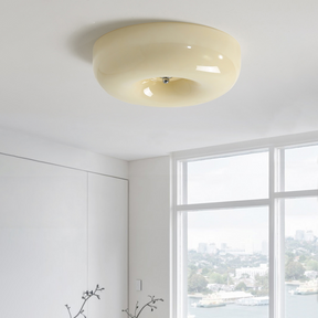 Cream Round Ceiling Lamp Bauhaus Milky Glass Lighting -Homdiy