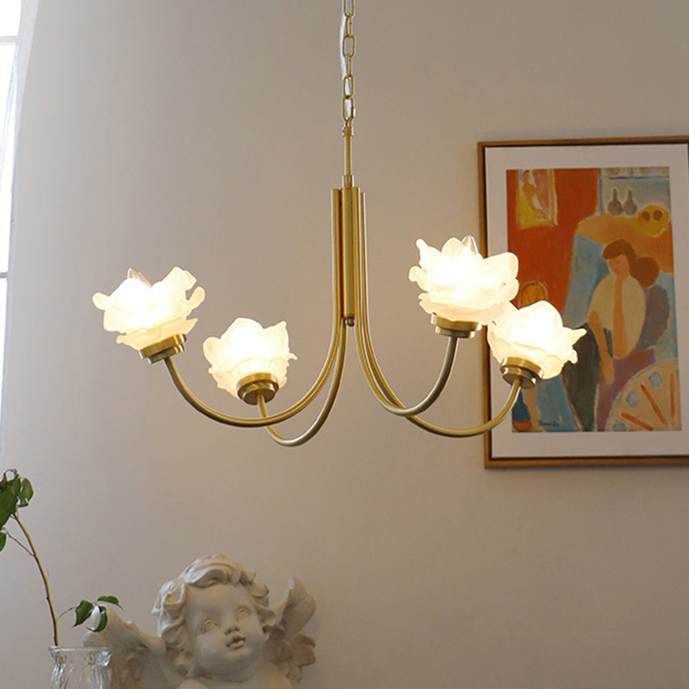 French Simple Chandelier Copper Retro Glass Chandeliers