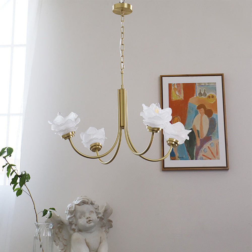 French Simple Chandelier Copper Retro Glass Chandeliers