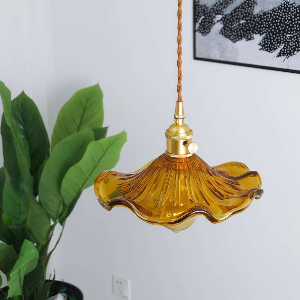 Stylish Hibiscus Flower Glass Pendant Light -Homdiy