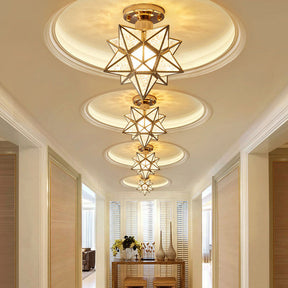 Modern Star Metal Shade Semi Flush Ceiling Light