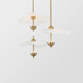 Art Deco Gold Metal Lotus Led Light Fixtures Chandeliers