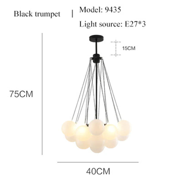 Bubble Chandelier Nordic Frosted Glass Ball Chandelier for Dining Room