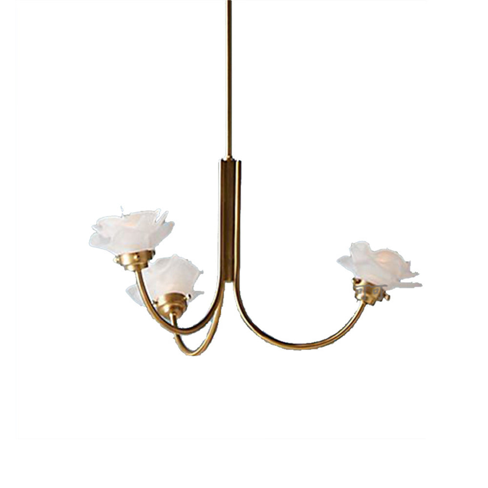 French Simple Chandelier Copper Retro Glass Chandeliers