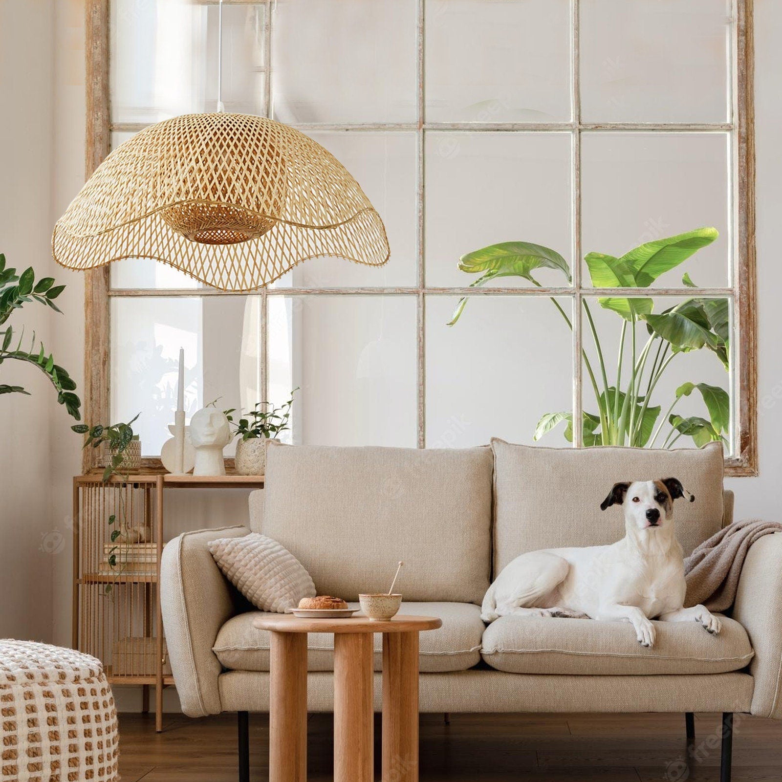 Bamboo Woven Hanging Lighting Wicker Pendant Light -Lampsmodern