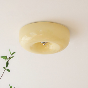 Cream Round Ceiling Lamp Bauhaus Milky Glass Lighting -Homdiy