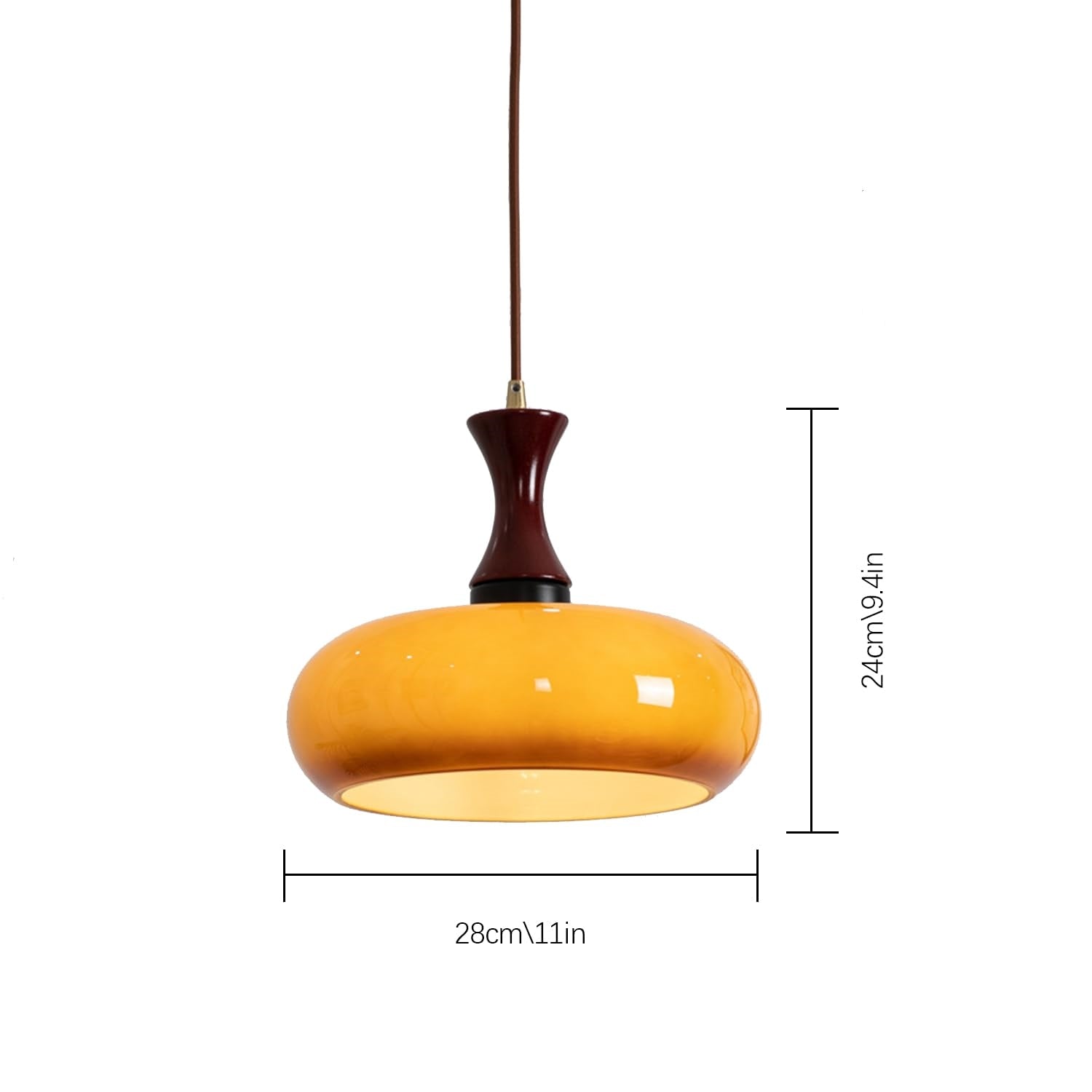 Wooden Yellow Dome Pendant Lights