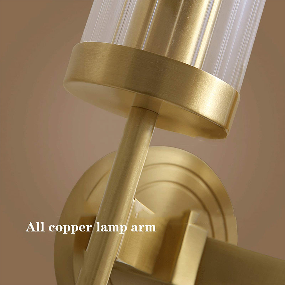 Modern Brass Sconce Ribbed Long Glass Wall Lights For Living Room