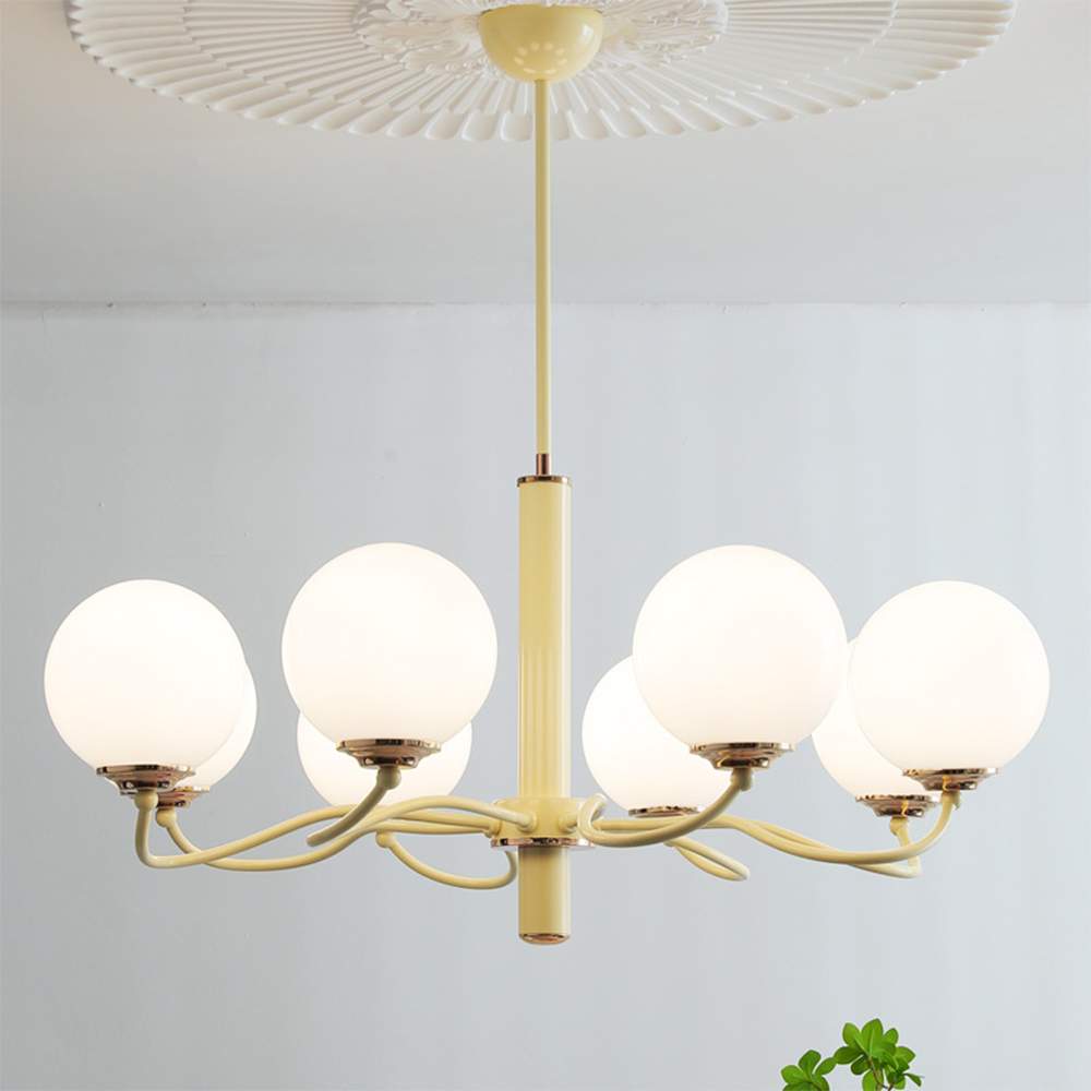 Vinatge White Bubble Globe Chandelier