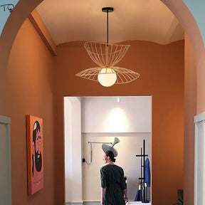 Modern Metal Straw Hat Pendant Ceiling Light