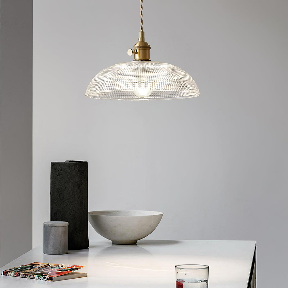 Vintage INS Glass Ribbed Pendant Light