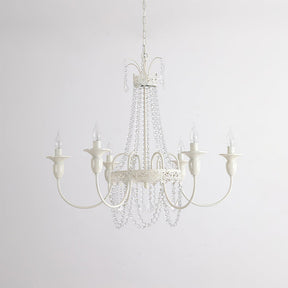 Vintage White Metal & Glass Luxury Chandelier Light -Homdiy