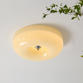 Cream Round Ceiling Lamp Bauhaus Milky Glass Lighting -Homdiy