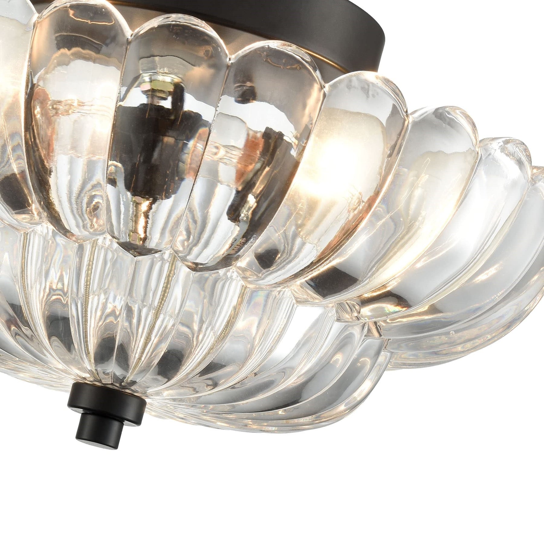 Vintage Amber Glass Semi-Flush Ceiling Light