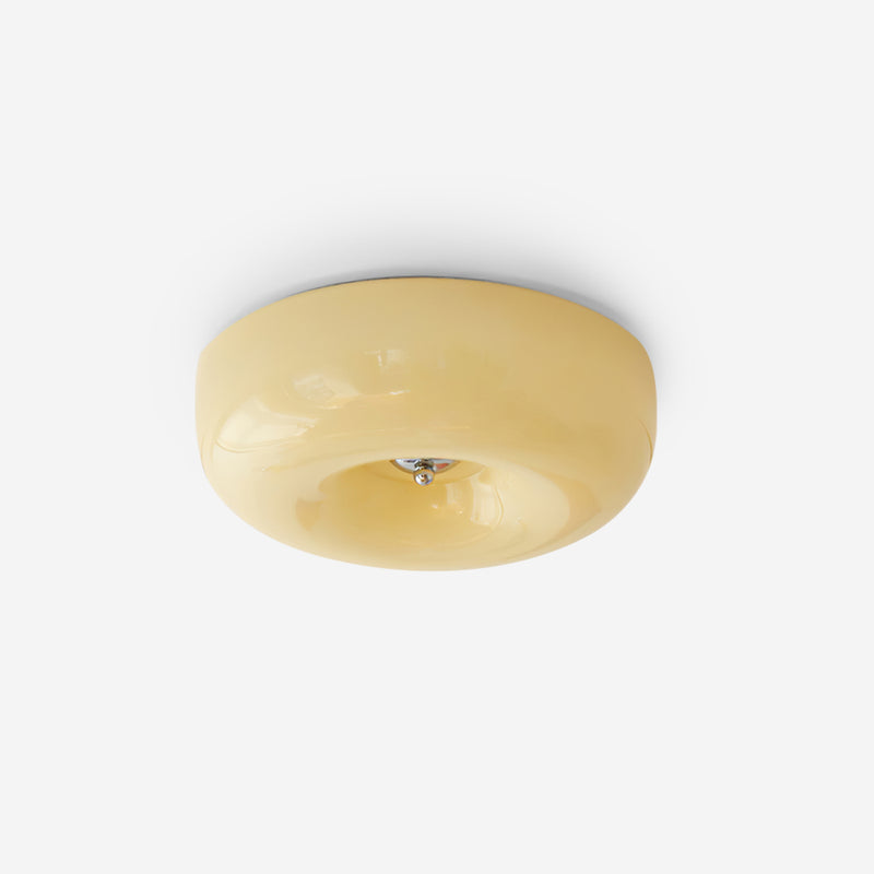 Cream Round Ceiling Lamp Bauhaus Milky Glass Lighting -Homdiy