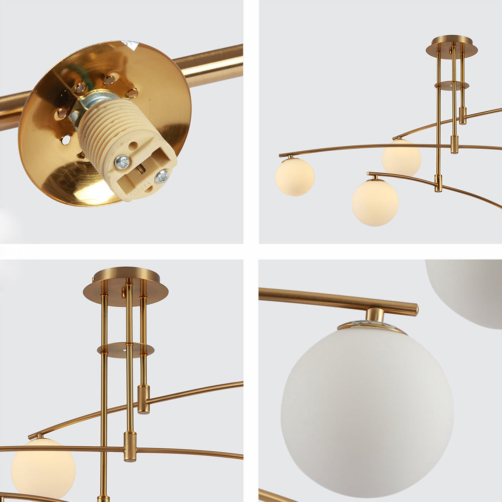 Modern Nordic Glass Ball Semi Flush Chandelier