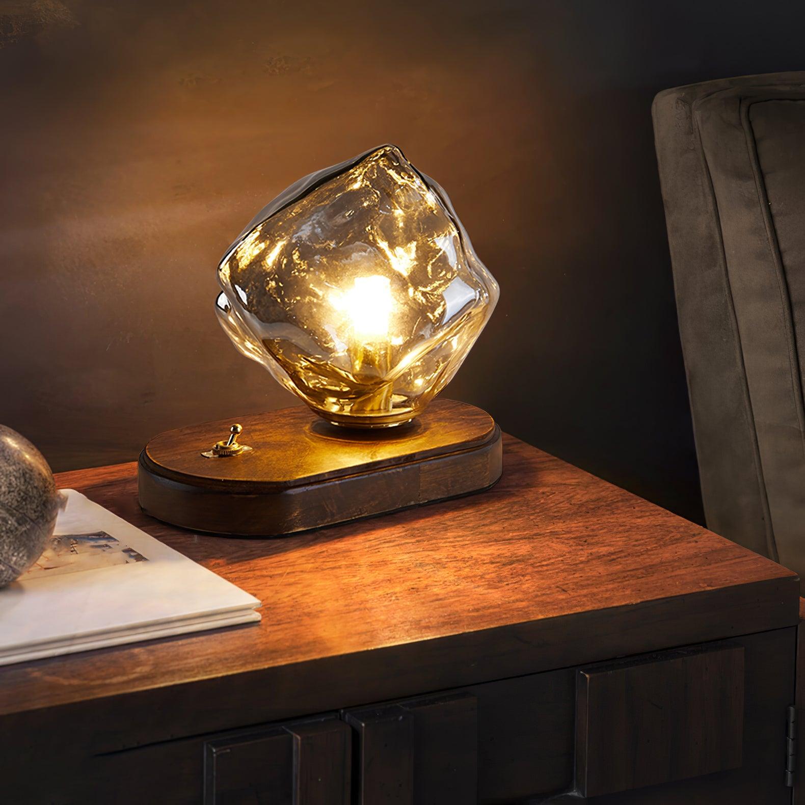 Modern Ice Stone Glass Bedroom Table Lamp