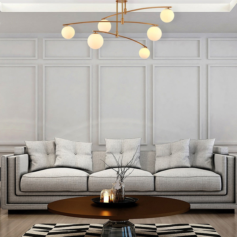 Modern Nordic Glass Ball Semi Flush Chandelier