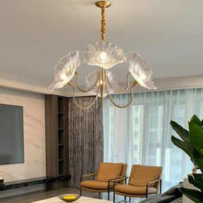 Modern Lotus Leaf Glass Living Room Chandelier -Homdiy