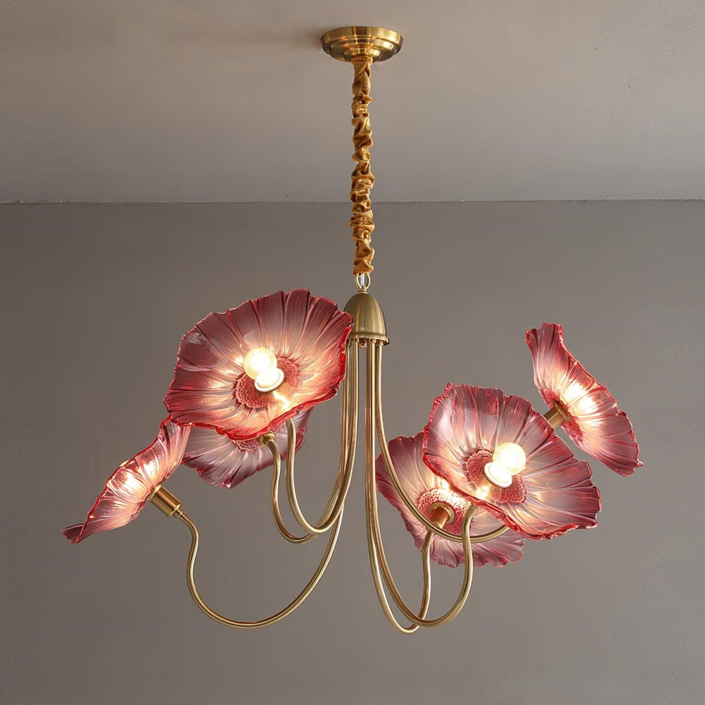 Modern Lotus Leaf Glass Living Room Chandelier -Homdiy