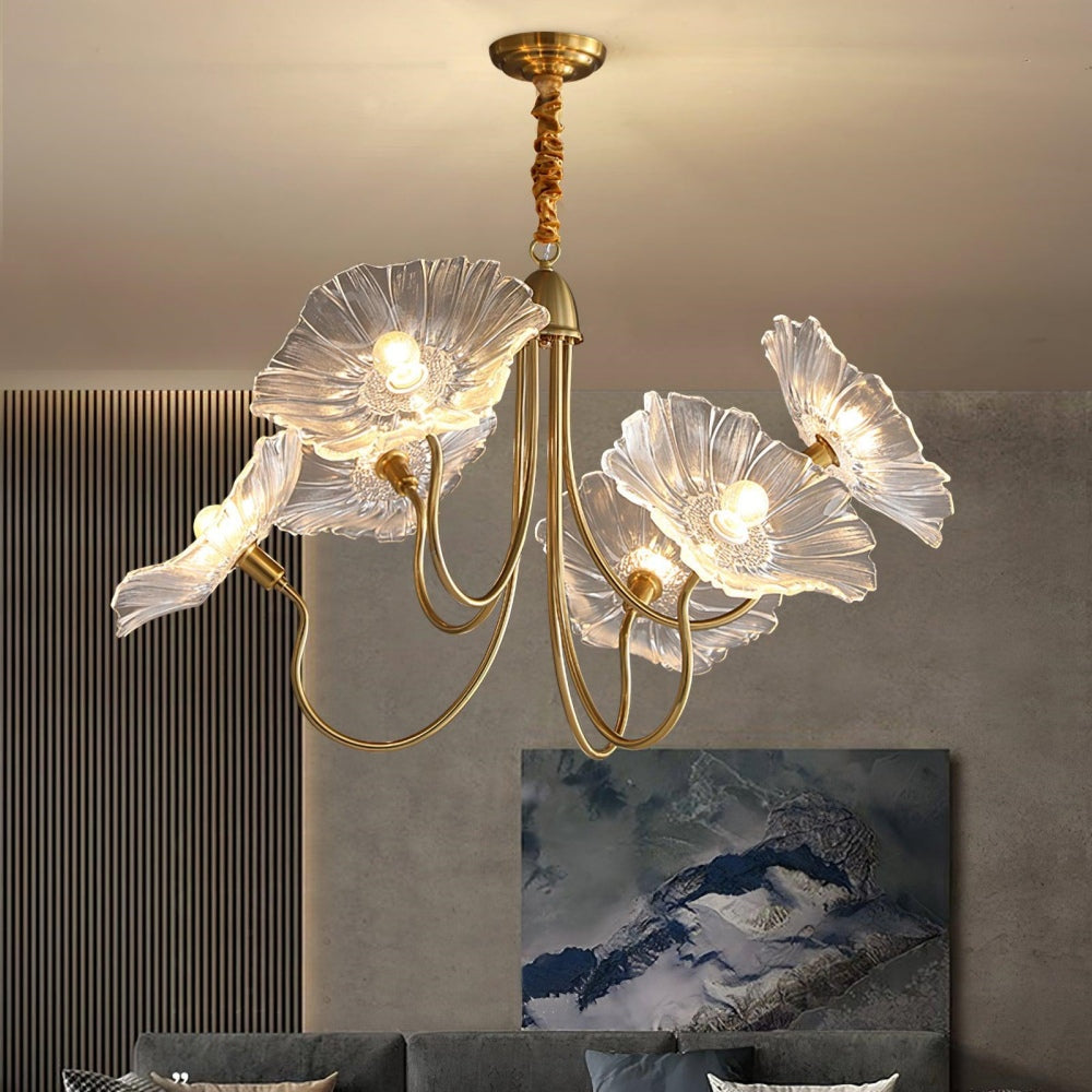 Modern Lotus Leaf Glass Living Room Chandelier -Homdiy