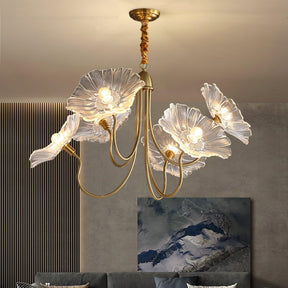Modern Lotus Leaf Glass Living Room Chandelier -Homdiy