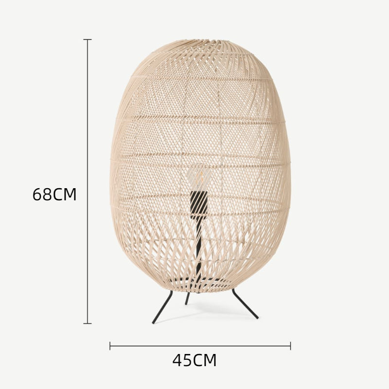 Natural Rattan Midi Floor Lamp for Living Room