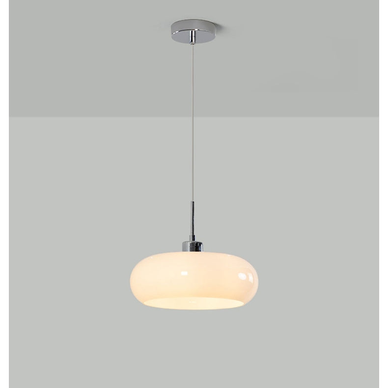 Vintage Bauhaus Round Glass Pendant Light