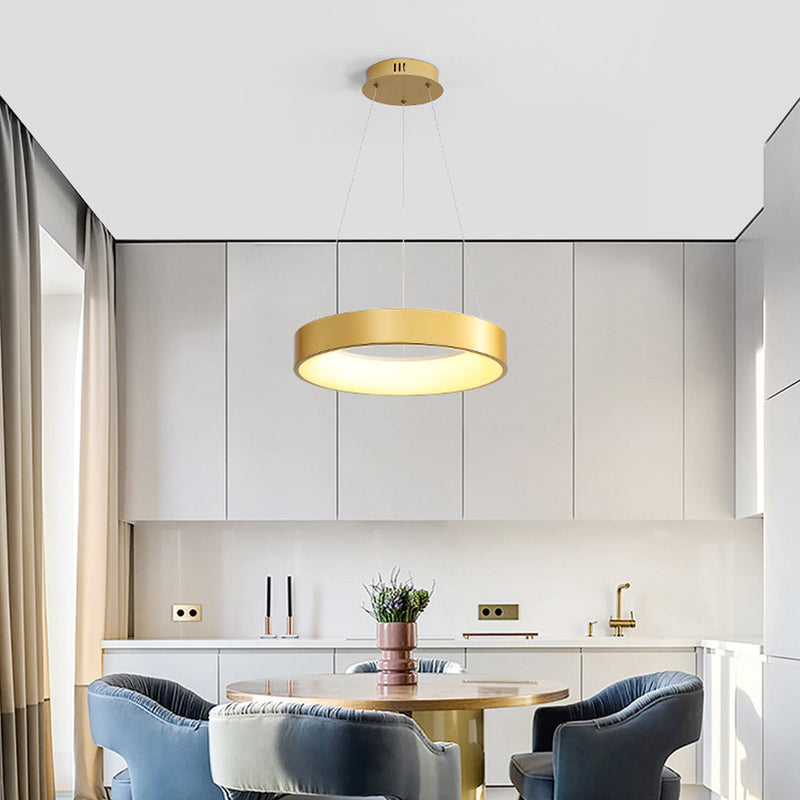 Lampsmodern Pendant Light White LED Ribbed Hoop Pendant Ceiling Lights